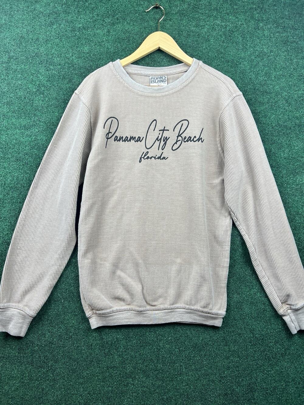 Alvin's Island Beige Crewneck Pullover Sweatshirt Beach Graphic Men's S 60/40